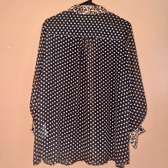 Belle Kim Gravel Women's Button Down Cheetah Print Blouse Top - Size 1X - Picture 9 of 9